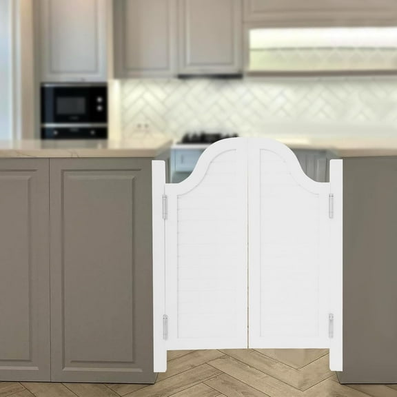 Interior Wood Swing Door, Saloon Doors 27.5inch / 31inch Wide, Modern Swinging Half Door for House Kitchen, Interior Wood Cafe Door with Hardware (White, 31x35in)