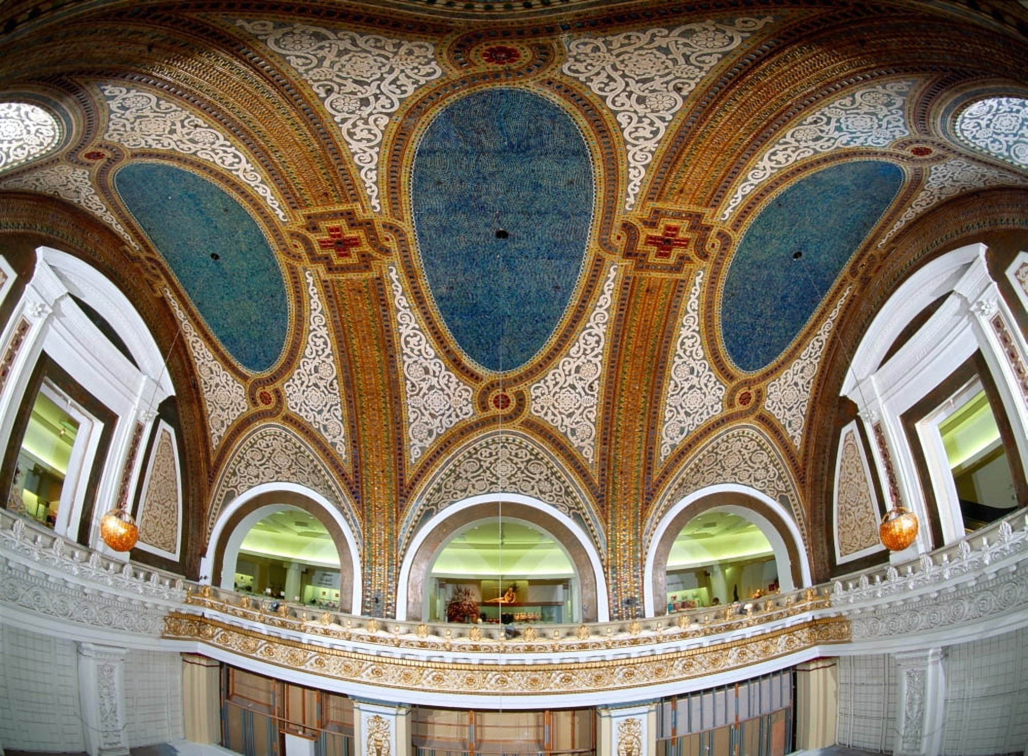 Interior detail of Tiffany Dome Marshall Field And Company Building Chicago Illinois USA Canvas Art - Panoramic Images (36 x 24)