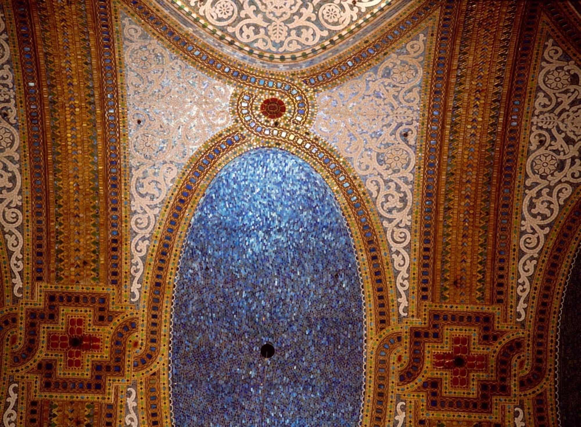 Interior detail of Tiffany Dome Marshall Field And Company Building Chicago Illinois USA Canvas Art - Panoramic Images (36 x 24)