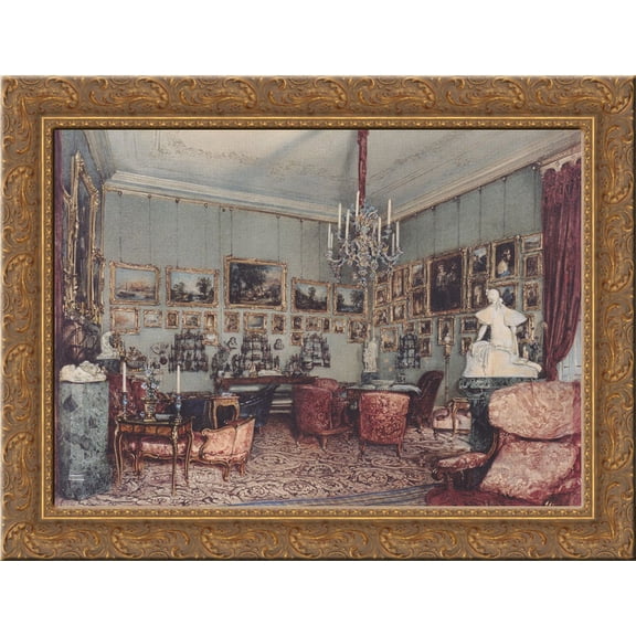 Interior in Palace Windischgratz in the race in Vienna 24x18 Gold Ornate Wood Framed Canvas Art by Rudolf von Alt