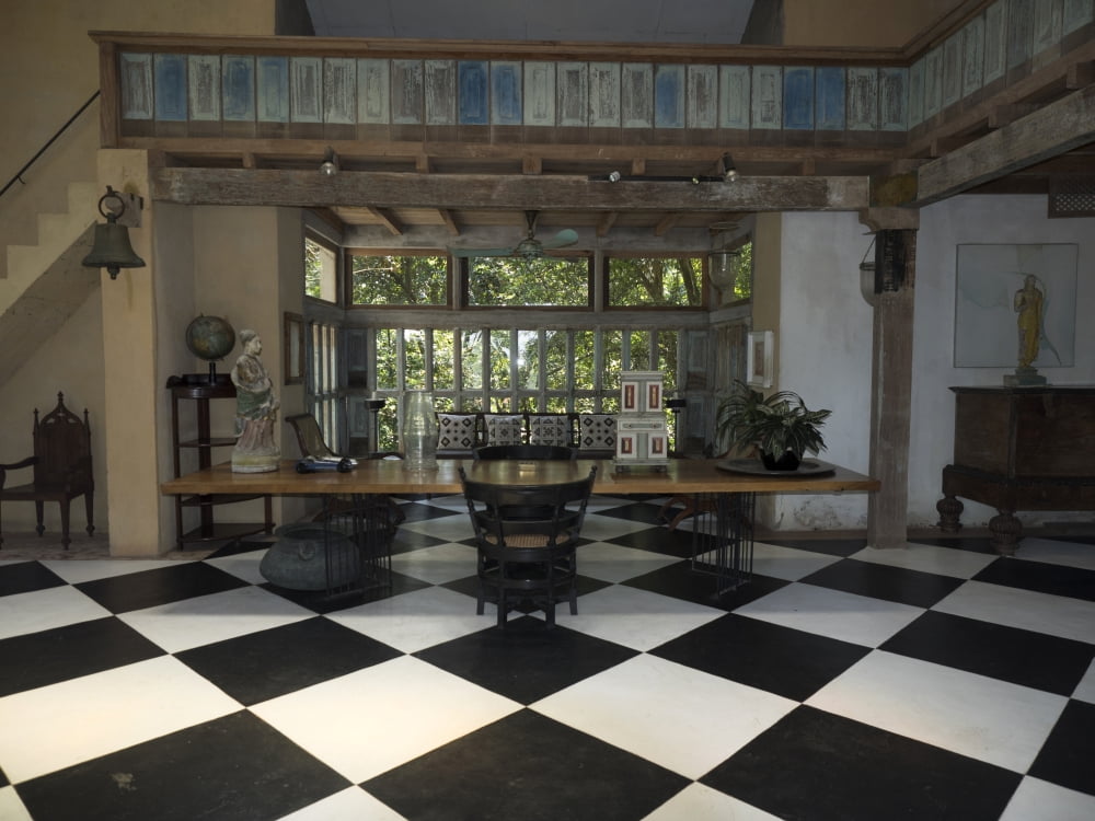 Interior of main house at Lunuganga (home of Geoffrey Bawa one of Sri Lankas most famous 20th c architects) Bentota Southern Province Sri Lanka Canvas Art - Panoramic Images (12 x 16)