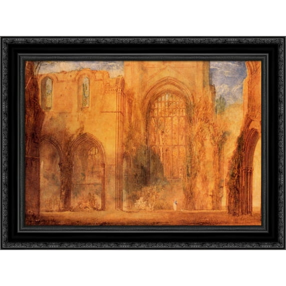 Interior of Fountains Abbey, Yorkshire 24x19 Black Ornate Wood Framed Canvas Art by Turner, Joseph Mallord William