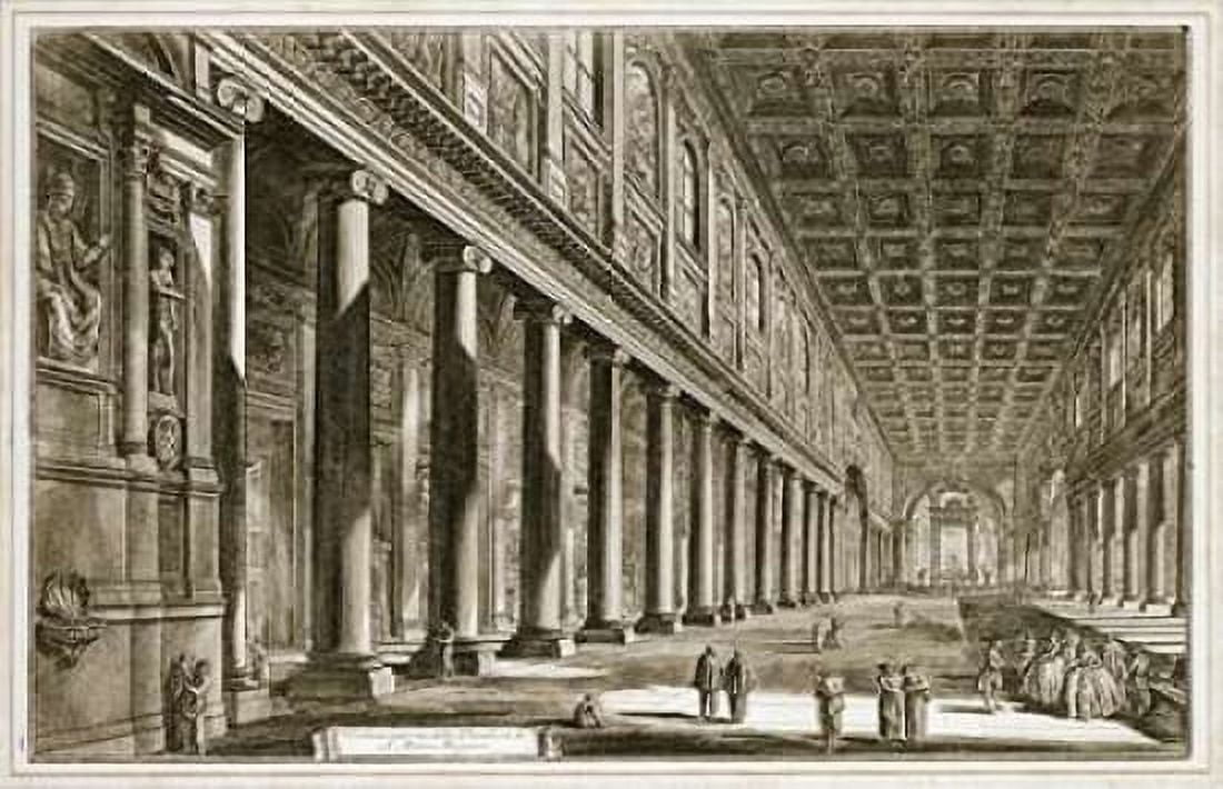 Interior of The Basilica of S Maria Maggiore Rome Canvas Art - Giovanni Battista Piranesi (12 x 18)