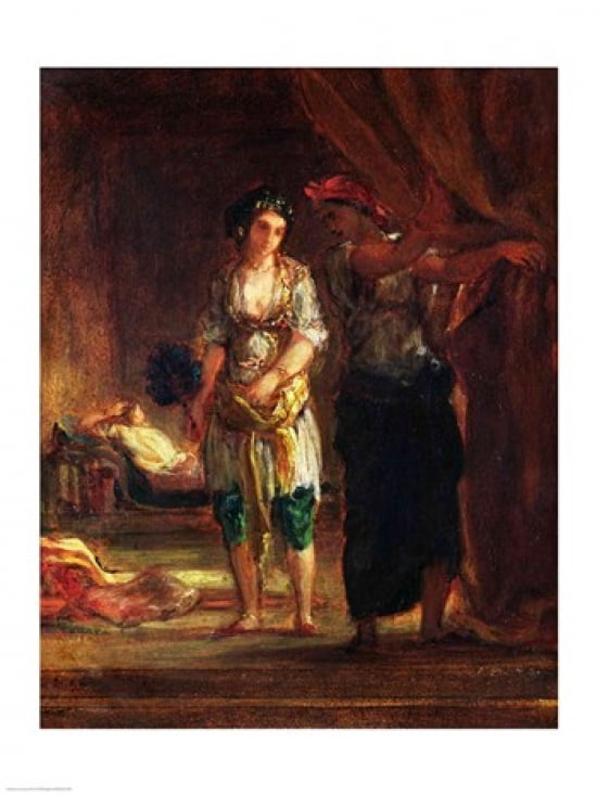 Interior of a Harem in Oran Canvas Art - Eugene Delacroix (18 x 24)