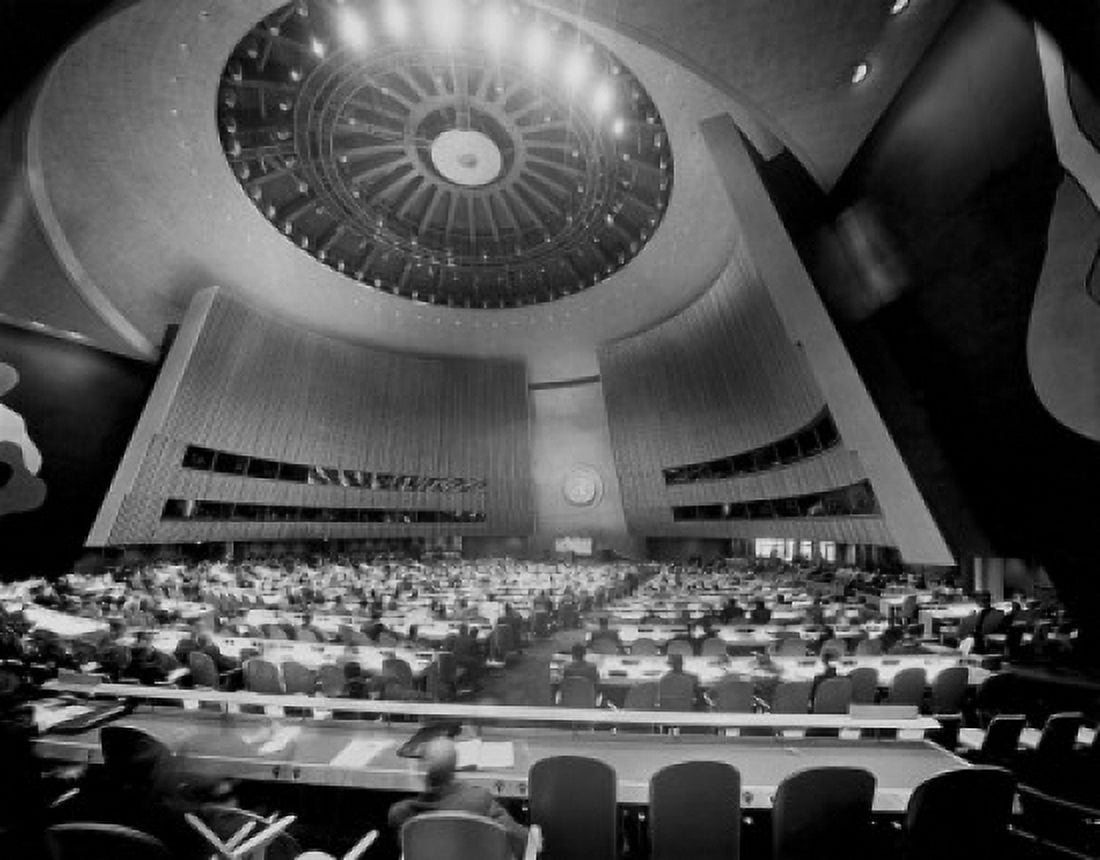 Interior of a conference hall United Nations Building New York City New York State USA Canvas Art - (18 x 24)