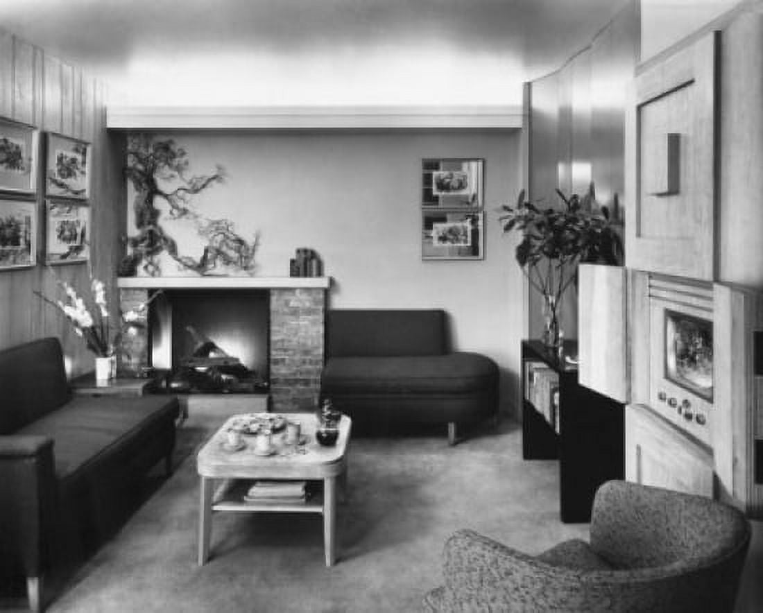 Interior of living room 1950s style Canvas Art -  (18 x 24)