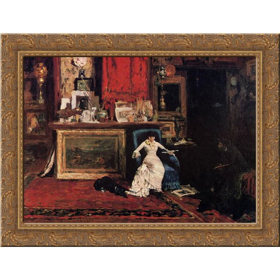 Interior of the Artist's Studio (aka The Tenth Street Studio) 24x18 Gold Ornate Wood Framed Canvas Art by William Merritt Chase