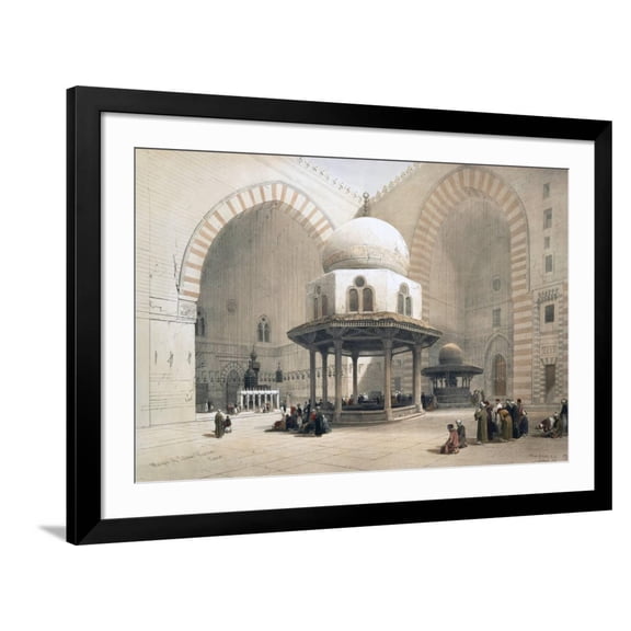 Art.com Interior of the Mosque of the Sultan al-Ghuri, Cairo, Egypt, 19th century Giclee Print by David Roberts, Black Frame Wall Art, 44" x 32"