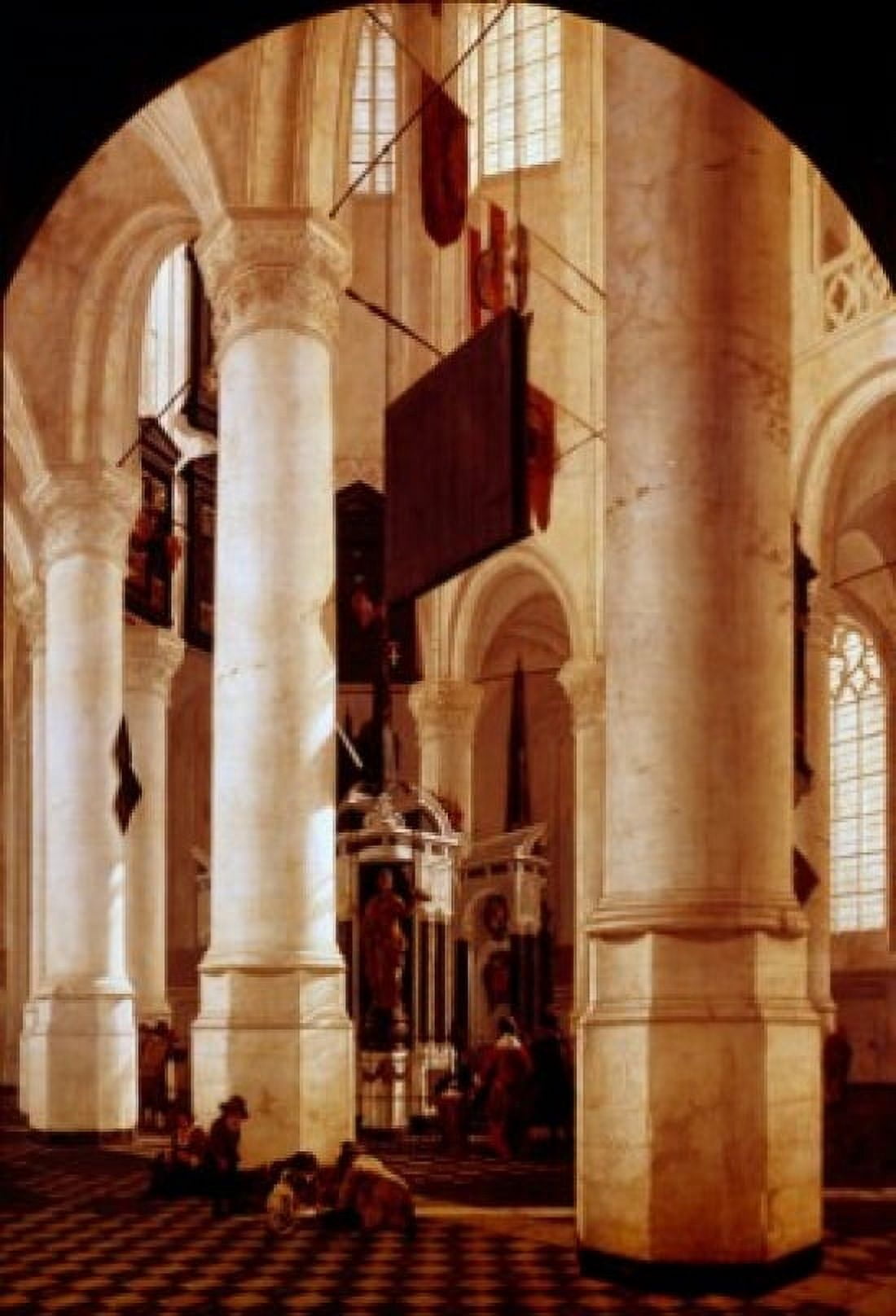 Interior of the New Church at Delft by Gerard Houckgeest (Circa 1600-1661) Canvas Art - Gerard Houckgeest (18 x 24)