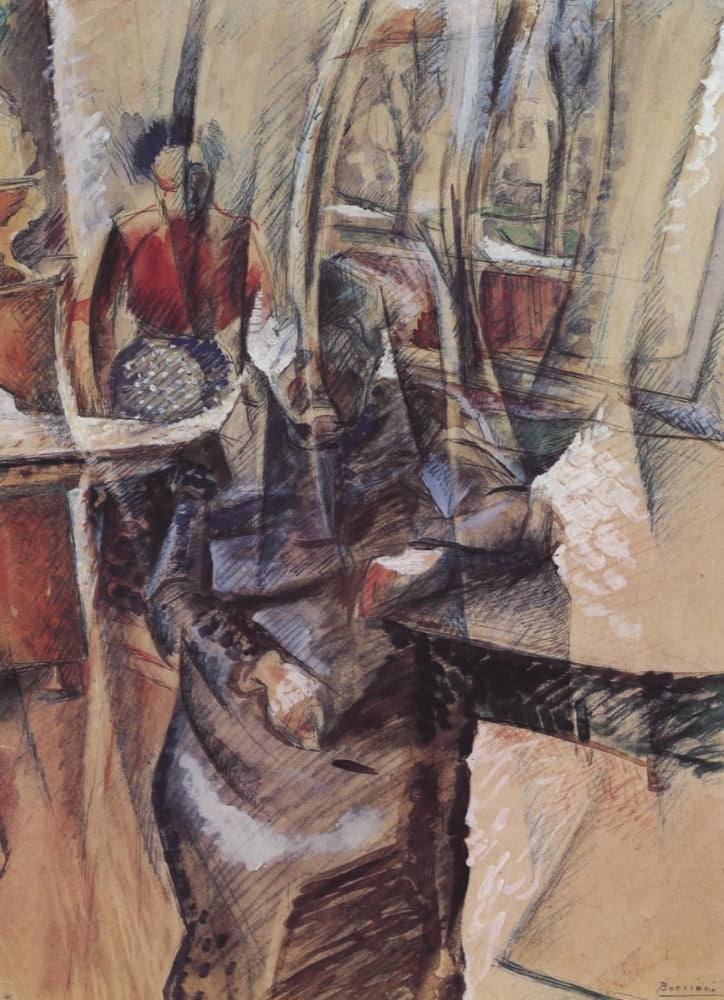 Interior with 2 female figures 1915 Canvas Art - Umberto Boccioni (24 x 36)