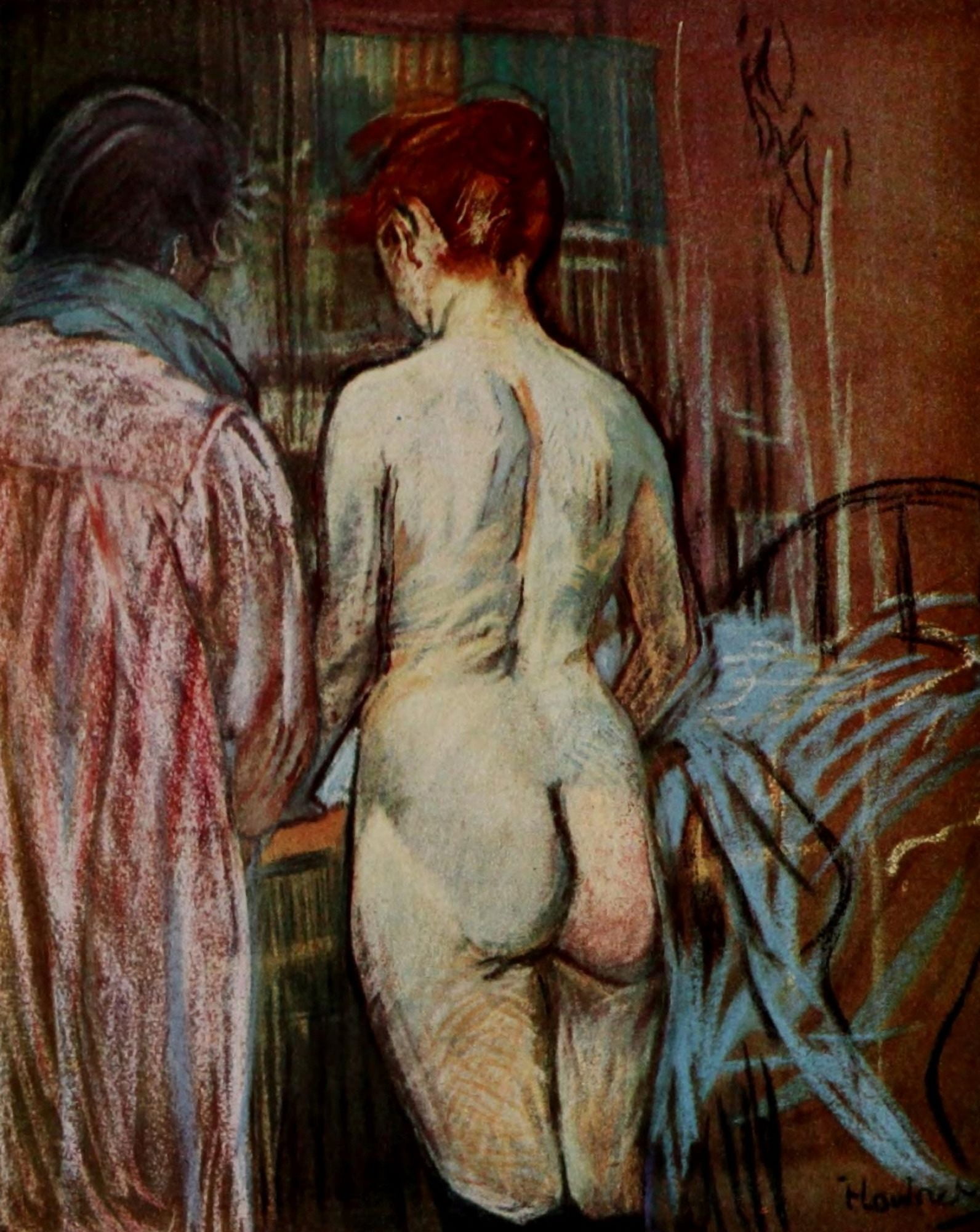 Interior with Two Women Canvas Art - H de Toulouse-Lautrec (24 x 36)
