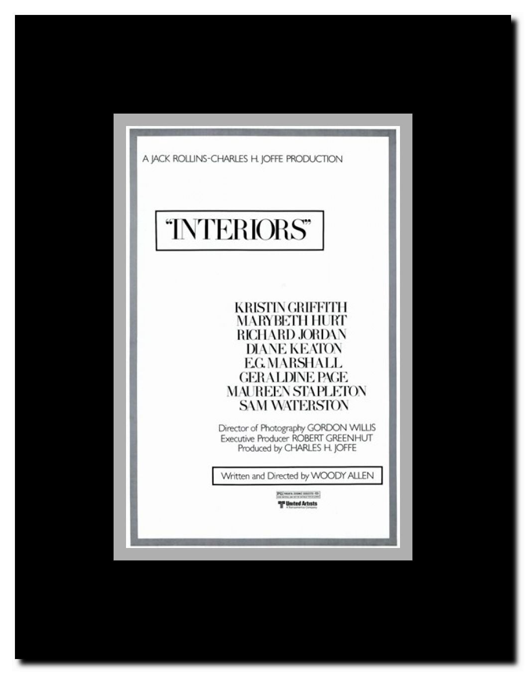 Interiors Framed Movie Poster