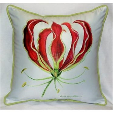 Interiors  Red Lily Throw Pillow - 22 x 22 in.