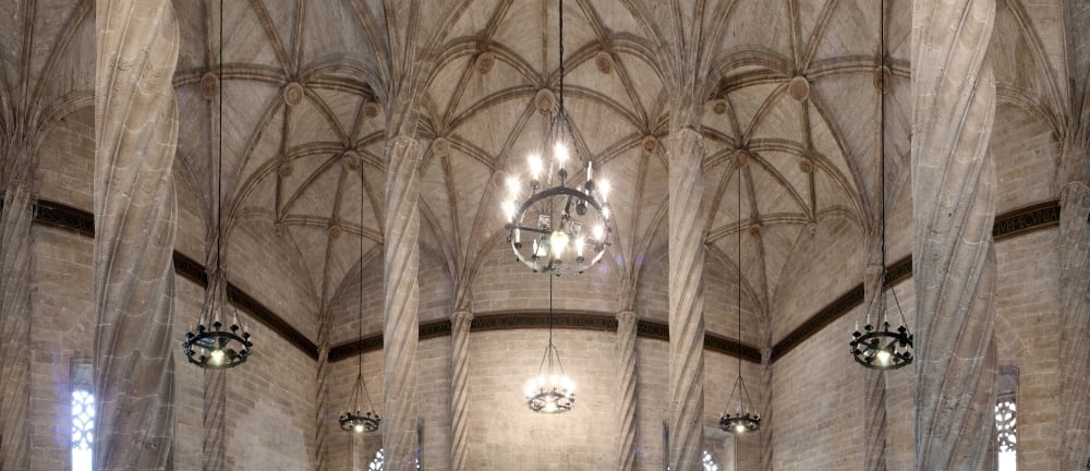 Interiors of Lonja De La Seda Valencia Spain Canvas Art - Panoramic Images (27 x 9)