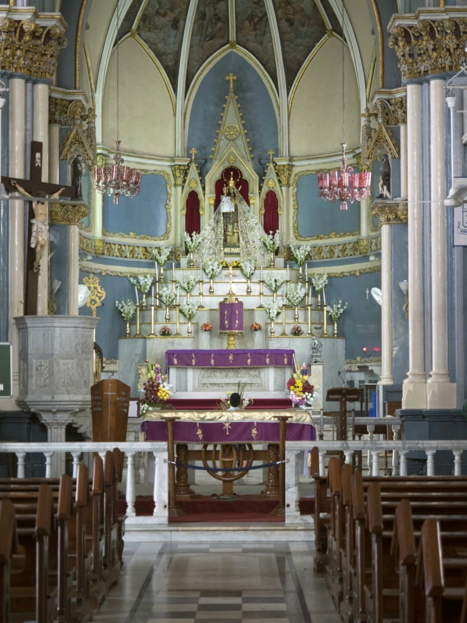 Interiors of Mount Mary Church Bandra Mumbai Maharashtra India Canvas Art - Panoramic Images (12 x 16)