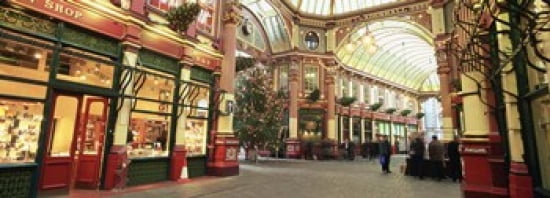 Interiors of a market Leadenhall Market London England Canvas Art - Panoramic Images (36 x 13)