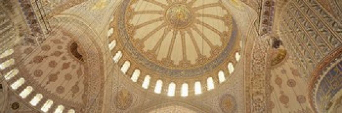 Interiors of a mosque Blue Mosque Istanbul Turkey Canvas Art - Panoramic Images (18 x 6)