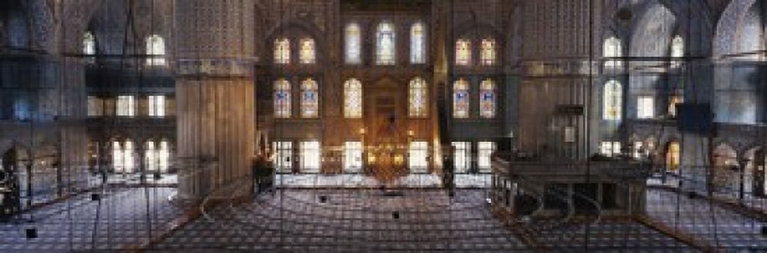 Interiors of a mosque Blue Mosque Istanbul Turkey Canvas Art - Panoramic Images (18 x 6)