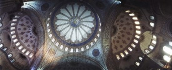 Interiors of a mosque Blue Mosque Istanbul Turkey Canvas Art - Panoramic Images (30 x 13)