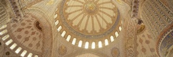 Interiors of a mosque Blue Mosque Istanbul Turkey Canvas Art - Panoramic Images (36 x 12)