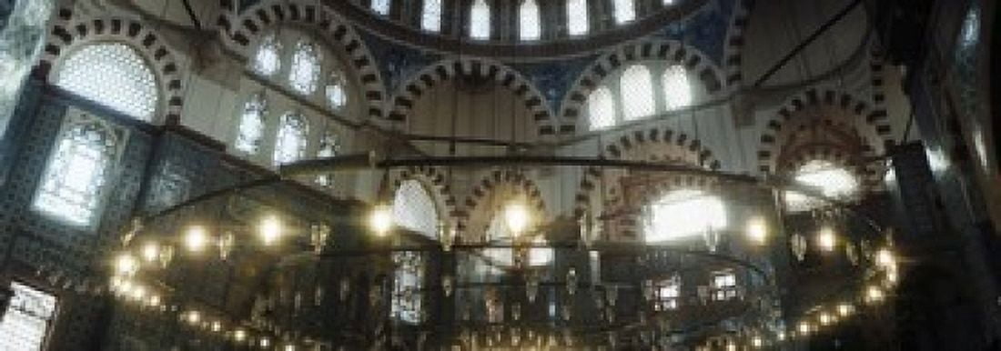 Interiors of a mosque Rustem Pasha mosque Istanbul Turkey Canvas Art - Panoramic Images (36 x 13)
