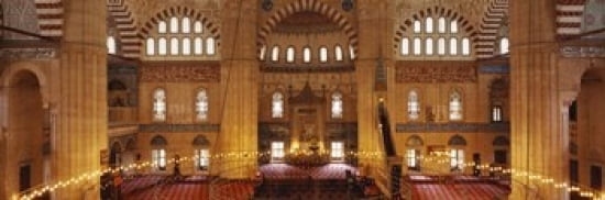 Interiors of a mosque Selimiye Mosque Edirne Turkey Canvas Art - Panoramic Images (36 x 12)
