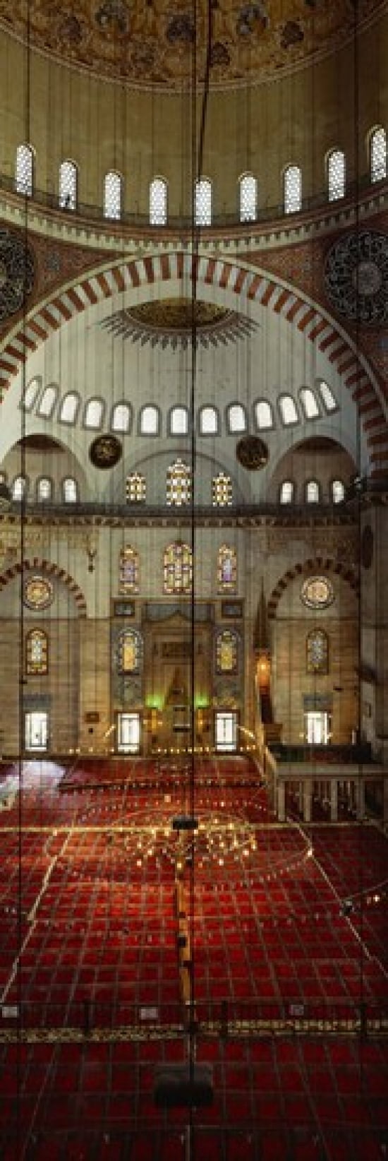 Interiors of a mosque Suleymanie Mosque Istanbul Turkey Canvas Art - Panoramic Images (36 x 12)