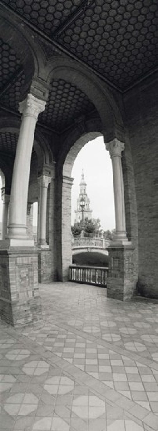 Interiors of a plaza Plaza De Espana Seville Seville Province Andalusia Spain Canvas Art - Panoramic Images (18 x 7)