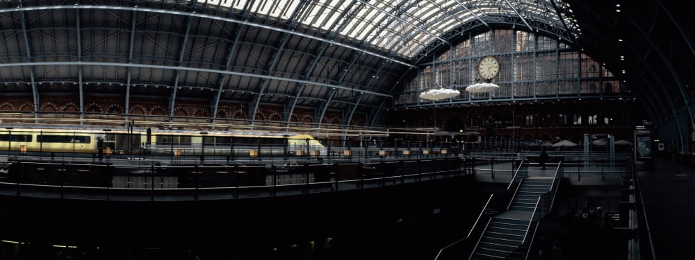 Interiors of a railroad station St Pancras Railway Station Somers Town London England Canvas Art - Panoramic Images (36 x 12)