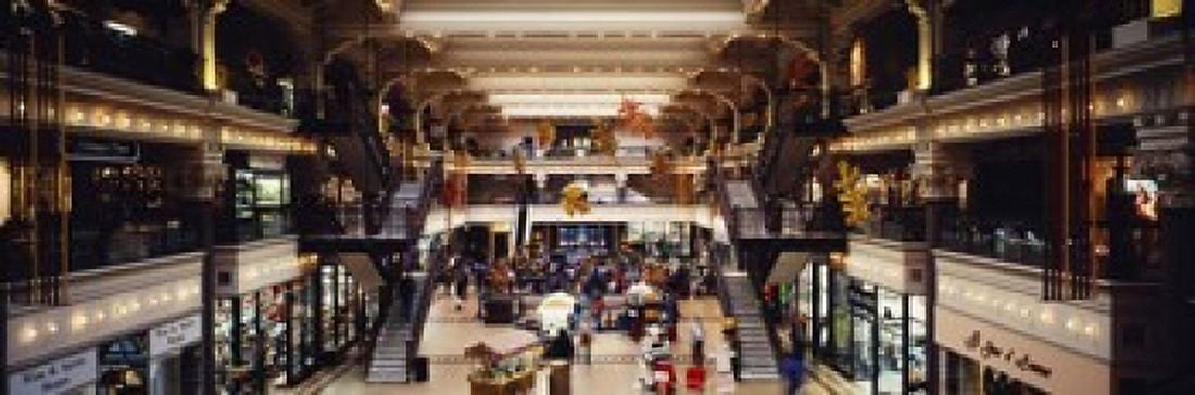 Interiors of a shopping mall Bourse Shopping Center Philadelphia Pennsylvania USA Canvas Art - Panoramic Images (18 x 6)
