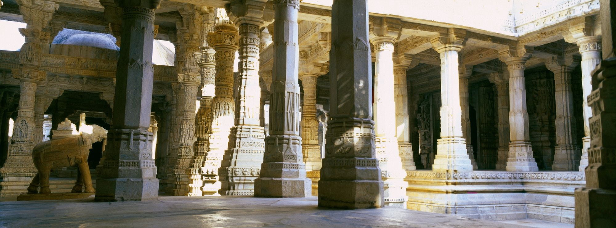 Interiors of a temple Jain Temple Ranakpur Pali District Rajasthan India Canvas Art - Panoramic Images (27 x 9)