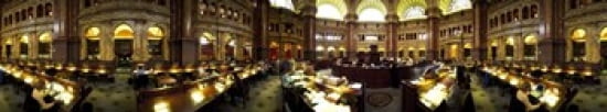 Interiors of the main reading room of a library Library Of Congress Washington DC USA Canvas Art - Panoramic Images (44 x 9)