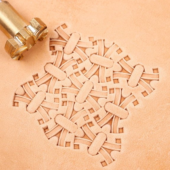 Interlaced Basket Weave Leather Tool, Solid Brass Texture Pattern Punch for Saddle Making and Belt Crafting