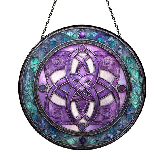 Interlaced Geometric Knot Stained Glass Style Suncatcher – Window Decor