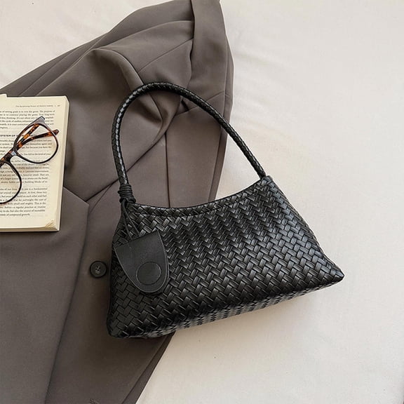 Interlaced Weave Underarm Shoulder Bag PU Leather, Soft Woven Shoulder Tote Handbag, Lightweight Casual Crossbody Purse Bag Accessories for Women Daily Commute Travel Work Outfits