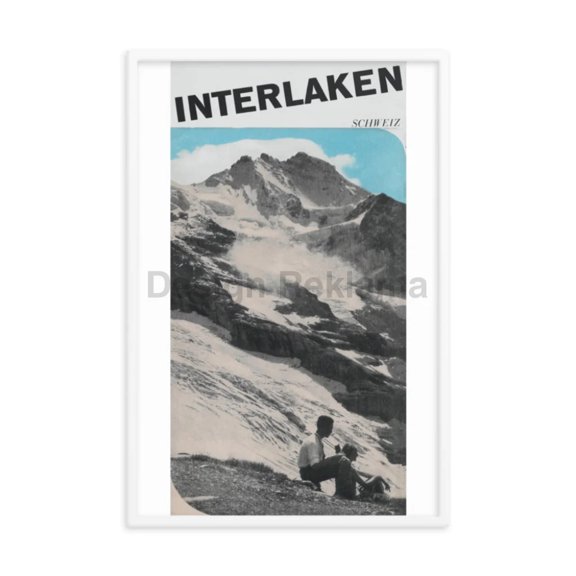 Interlaken, 1936. Photomontages, design and text by Herbert Matter. Published by the tourist bureau of Interlaken, Switzerland. Framed vintage Travel Poster