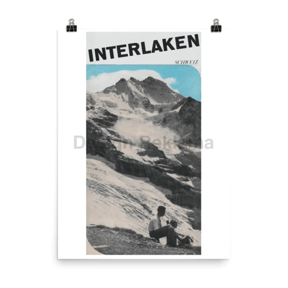 Interlaken, 1936. Photomontages, design and text by Herbert Matter. Published by the tourist bureau of Interlaken, Switzerland. Unframed vintage Travel Poster