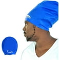 thumbnail image 1 of Interlaken Long Hair Dreadlock Swim Cap Silicone Swimming XL or L Cap - Waterproof Black & Blue Swim Cap with Extra Pouch Pool Caps Ideal for Women, Men, Youth and Children BLUE X-Large, 1 of 3
