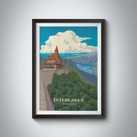 Interlaken Switzerland Print, Swiss Alps Travel Poster, Bernese Oberland, Lake Thun, Lake Brienz, Jungfrau, Grindelwald, Lauterbrunnen, Art Wall Art, Modern Wall Decor, 8x12 UNFRAMED
