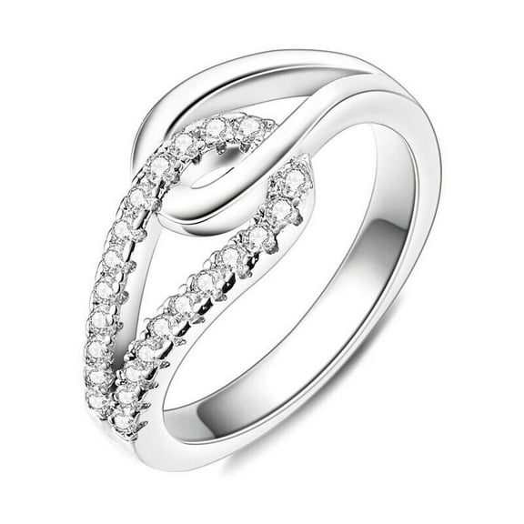 Interlinked Infinity Knot Tie Simple Diamond Ring 1.5 Ct Diamond 14K White Gold Over