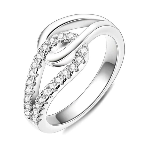 Interlinked Knot Tie Simple Wedding Ring For Her 1.6 Ct Diamond 14K White Gold Over