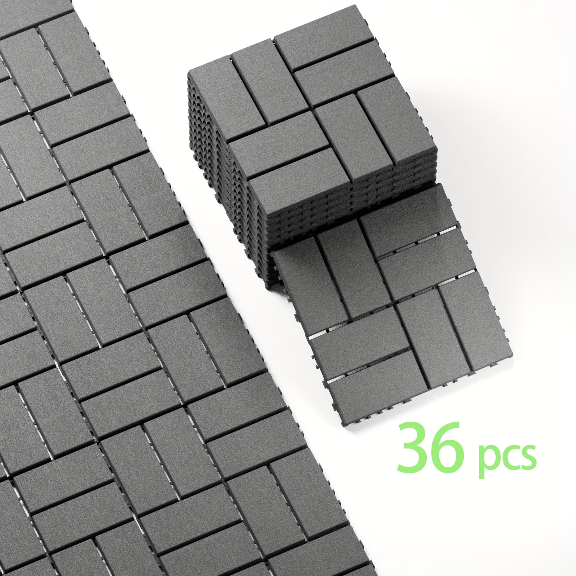 Interlock Deck Tile 12"x12" (36 Tiles/Box) - Slip-Resistant Outdoor ...