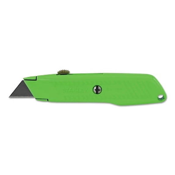 Interlock High Viz Retractable Utility Knife, 5-7/8 in L, Carbon Steel, Green | Bundle of 5 Each