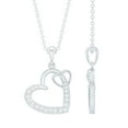 thumbnail image 1 of Rosec Jewels Interlock Twin Heart Pendant - Natural Diamond Pendant for Women (0.25 CT), 925 Sterling Silver, 1 of 8
