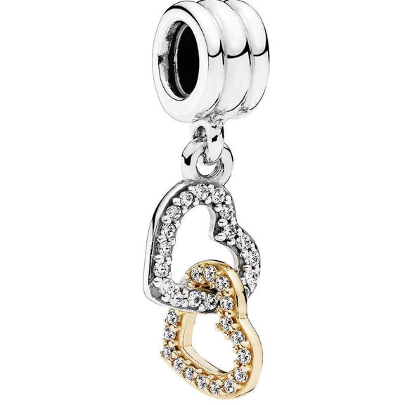Interlocked Hearts Pendant Charm - 792068CZ