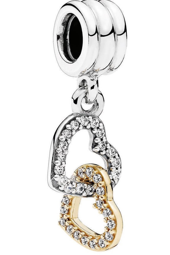 Interlocked Hearts Pendant Charm - 792068CZ