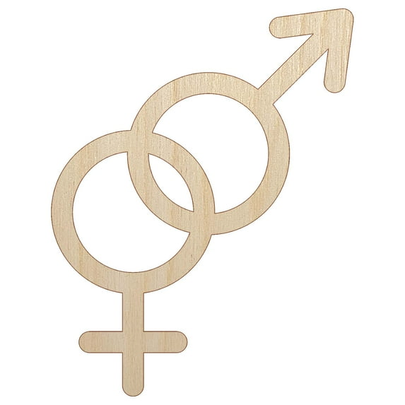 Interlocked Male and Female Sign Heterosexuality Gender Symbol Wood Shape Unfinished Piece Cutout Craft DIY Projects - 6.25 Inch Size - 1/4 Inch Thick