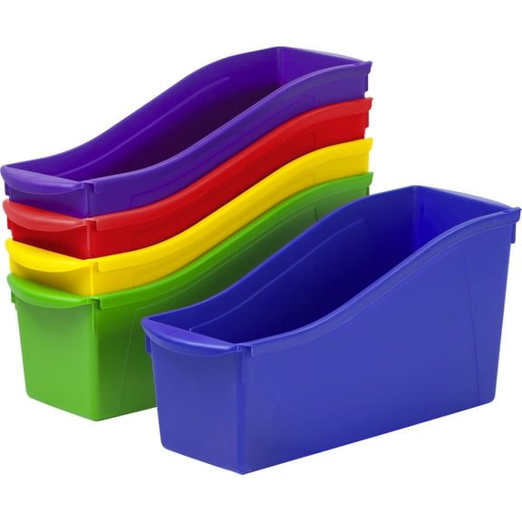 Interlocking Book Bins, 4.75" X 12.63" X 7", Assorted Colors, 5/pack | Bundle of 5 Packs