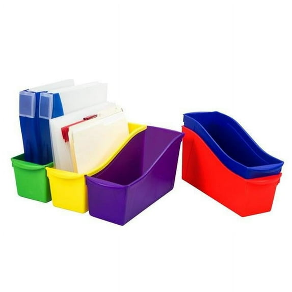 Interlocking Book Bins, Assorted Colors - Set of 5