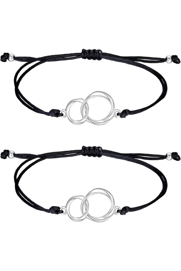 Interlocking Circle Couple Bracelets Set to My Lover Boyfriend Girlfriend Anniversary Birthday Gifts for Him and Her